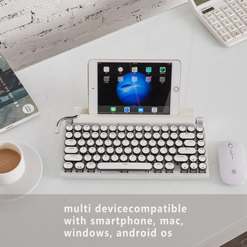 In stock punk mechanical keyboard retro RGB luminous dual-mode wired Bluetooth gaming office keyboard electroplating round key