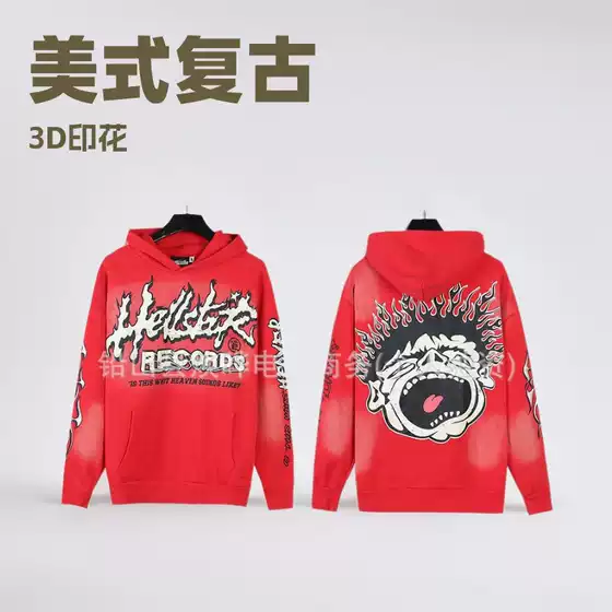 Foreign Trade Popular American Trendy Brand Hellstar American Retro 3D Printed Hooded Sweatshirt