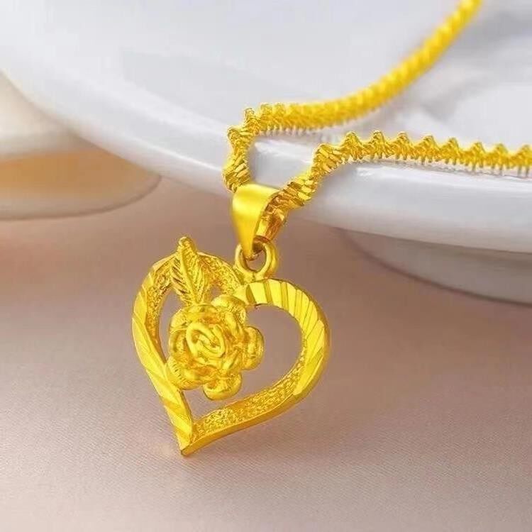 Vietnam gold collarbone water ripple necklace pendant love rose ladies gold-plated necklace pendant factory direct supply