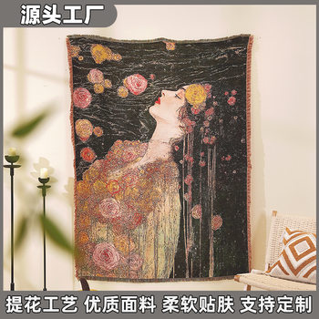 High-Quality Jacquard Thread Blanket, Thickeneded, Encrypted, Soft and Comfortable, Oil Painting Tapestry, Sofa Blanket, Textured Fur Blanket, Customized