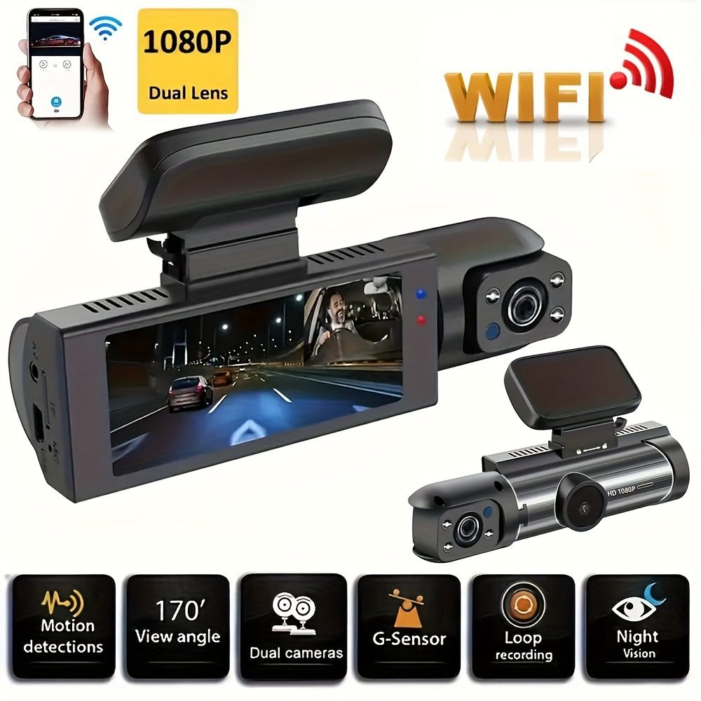 Temu/Shein Cross-Border Supply 2024 New Wifi Driving Recorder Hd Dual Lens Front and Rear 3.16