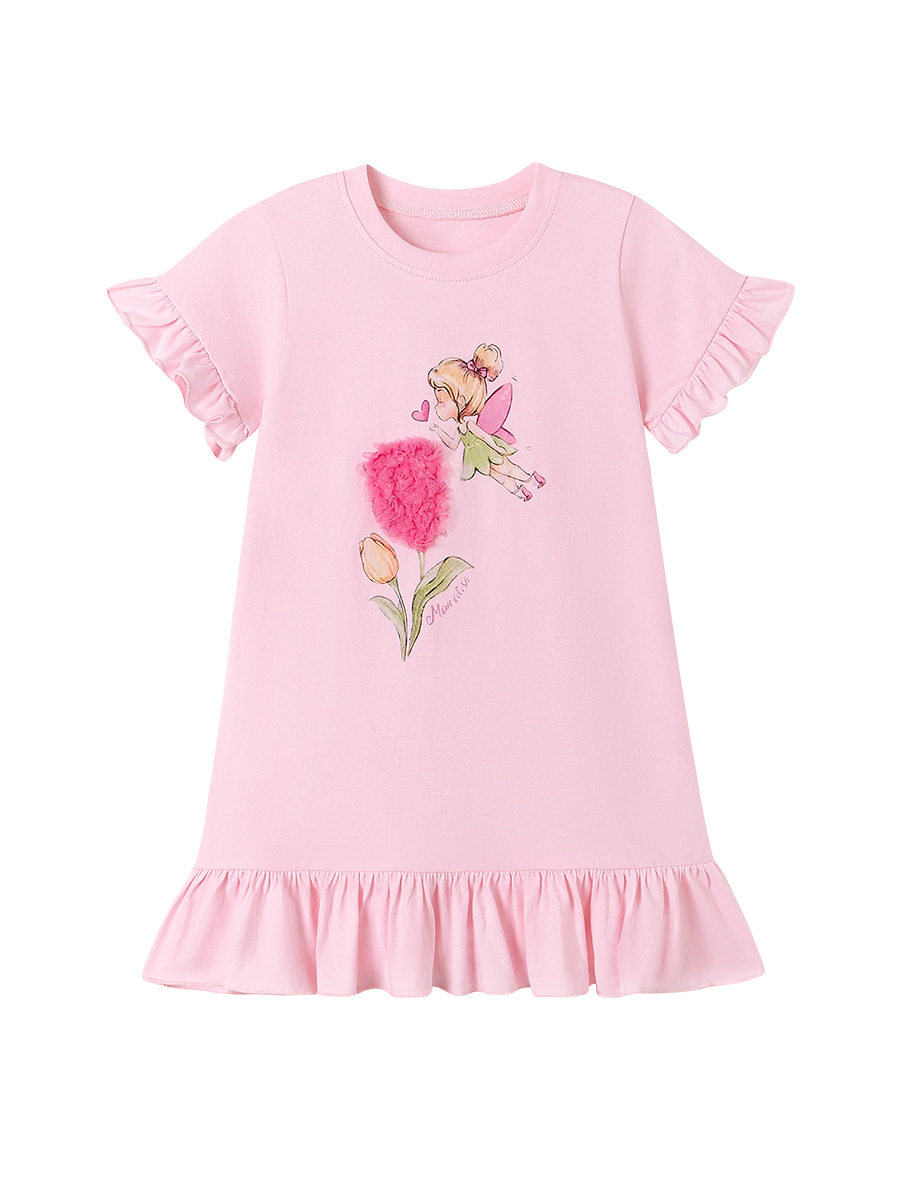 Kids' Dress, Summer Short-sleeve Cute Girls' Skirt, Toddler Cotton Dress