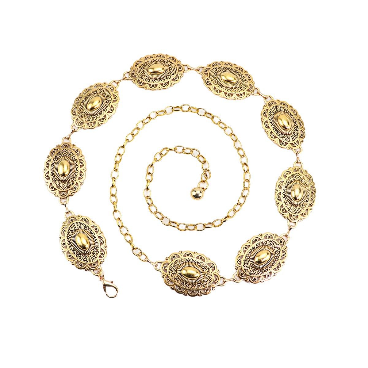 Retro Carved Metal Waist Chain, Versatile and Elegant Women's Dress, Ethnic Style Waist, Fashionable Waist Accessories