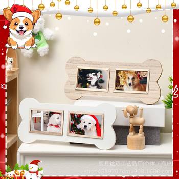 Wooden Bone Shape Dog Photo Frame Puppy Collage Picture Desktop Photo Frame Pet Lover Gift Photo Frame