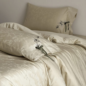 Pure Cotton 100-Count Long-Staple Cotton Jacquard Four-Piece Set Chinese Style Girl Embroidered Quilt Cover Bed Sheetss Pure Cotton Bedding 4