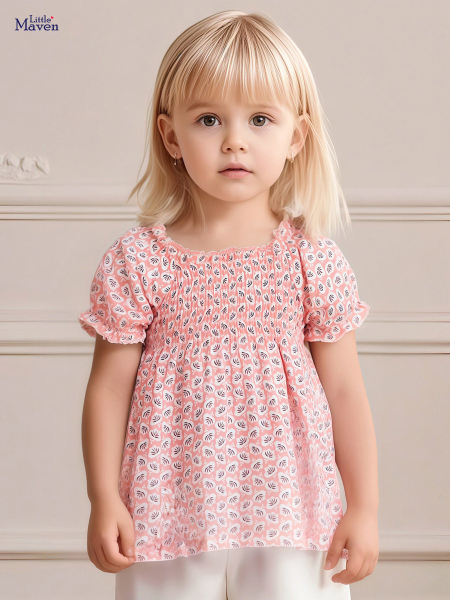 Girls' Short-sleeve T-shirt, Kids' Short-sleeve Summer Wear, Cute Girls' Summer Clothes, Children's Clothing Short-sleeve