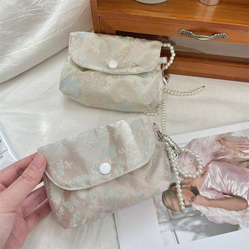 52263 High-value Jacquard Butterfly Cosmetic Bag Multifunctional Storage Bag Student Coin Bag Cosmetic Mouth Red Bag