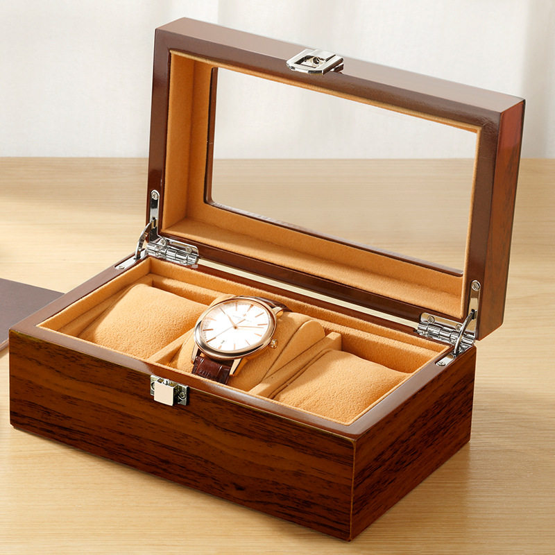 Watch Box Wooden Skylight Watch Box Wooden Jewelry Bracelet Bracelet Storage Box with Lock Watch Jewelry Display Box