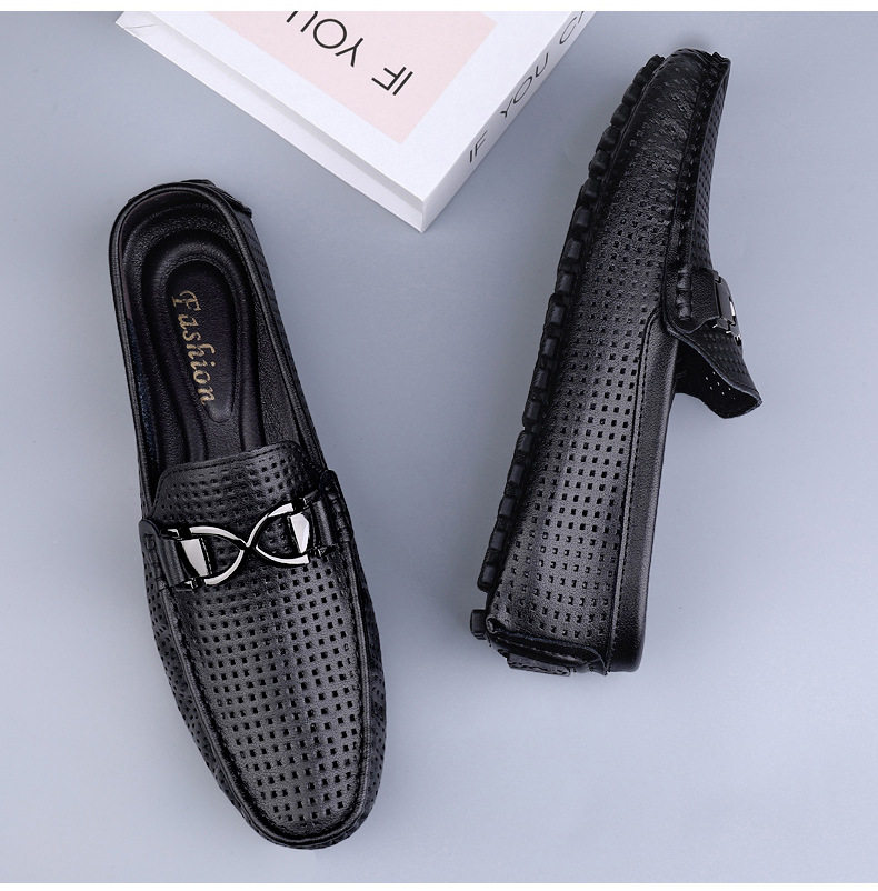 Giày Lười Nam Da Mềm Thoáng Khí Chiều Cao Đế Khoảng 2cm Màu Trắng, Vàng, Đen chi tiết 9