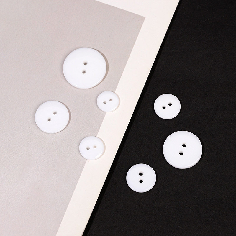 Wide Edge Resin Buttons, Thin Edge Buttons, Bread Buttons, Pure White Simple Buttons, Shirt Knitwear Sweater Buttons