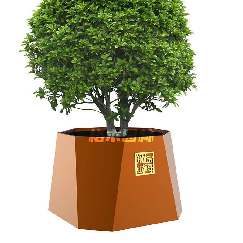 Urban Road Landscape Isolation Flower Bed Flower Pot Iron Art Stainless Steel Landscape Tree Bed Movable Modular Outdoor Flower Box