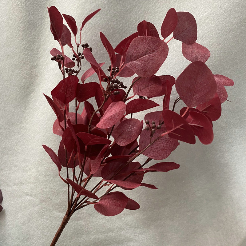 把束9叉带豆苹果叶人造装饰假花批发婚庆仿真花束室内摆件 假绿植