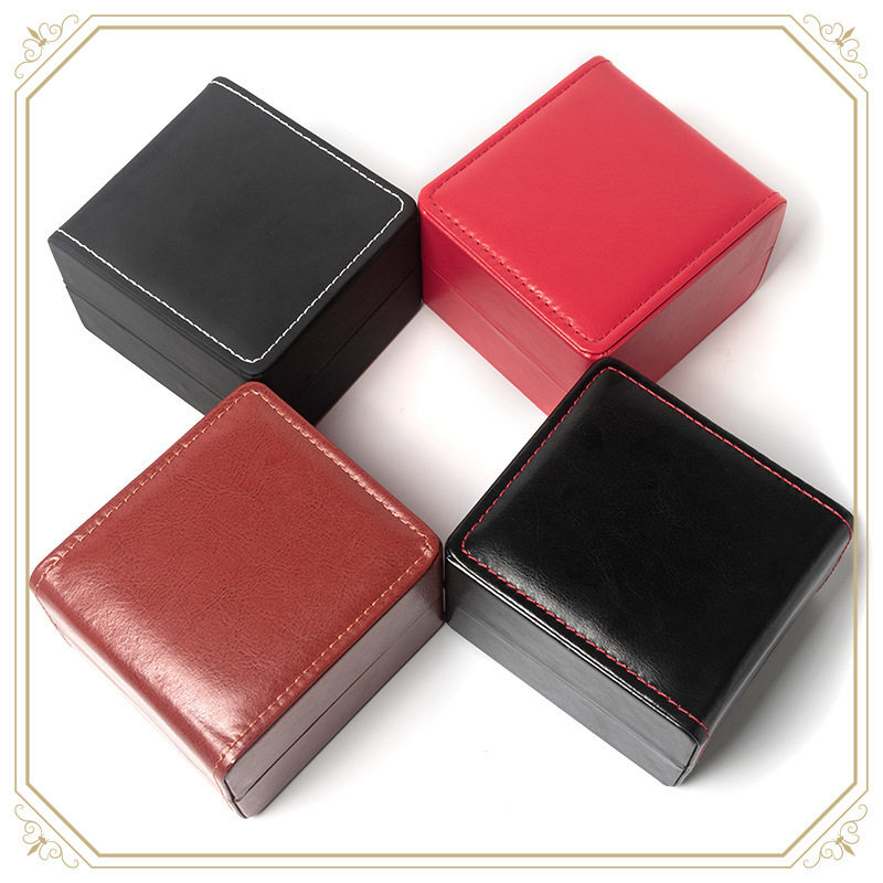 Pu Leather High-End Watch Box Black Storage Double Watch Box Leather Flip Cover Men's Watch Packaging Box Ready for Wholesale