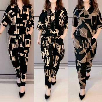 Large size women's clothing suit for plump girls 2021 summer new western style loose casual fashion harem pencil pants two-piece suit