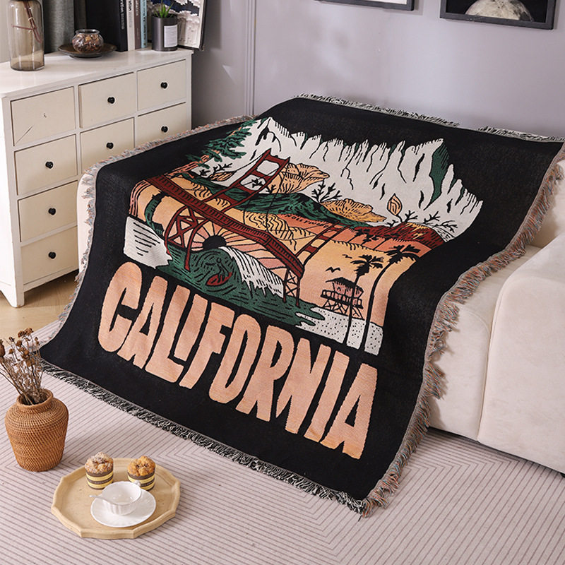 Featured Landscape Cotton Blanket Sofa Decorative Blanket Wall Cover Background Blanket Single Seat Cover Blanket Support Wholesale