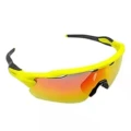 Fluorescent yellow frame black foot cover black label red film
