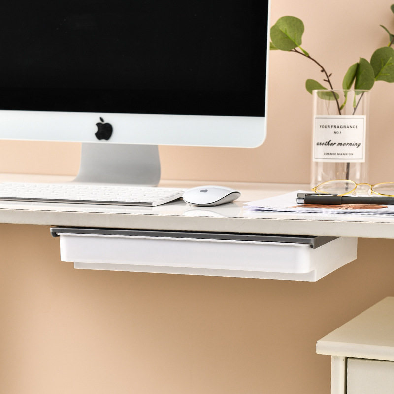 Computer under Desk Drawer Invisible Storage Box Office Desktop Organizer Dormitory Stationery Makeup Storage Drawer