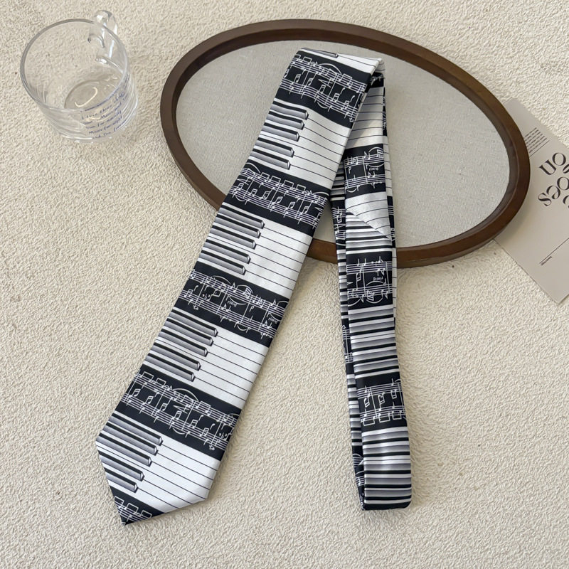ピアノ鍵盤楽譜ネクタイ - 約152cm