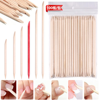 Nail art tools wholesale orange stick wooden stick dead skin push 11.4cm double-headed wooden stick nail stick 100 point drill stick