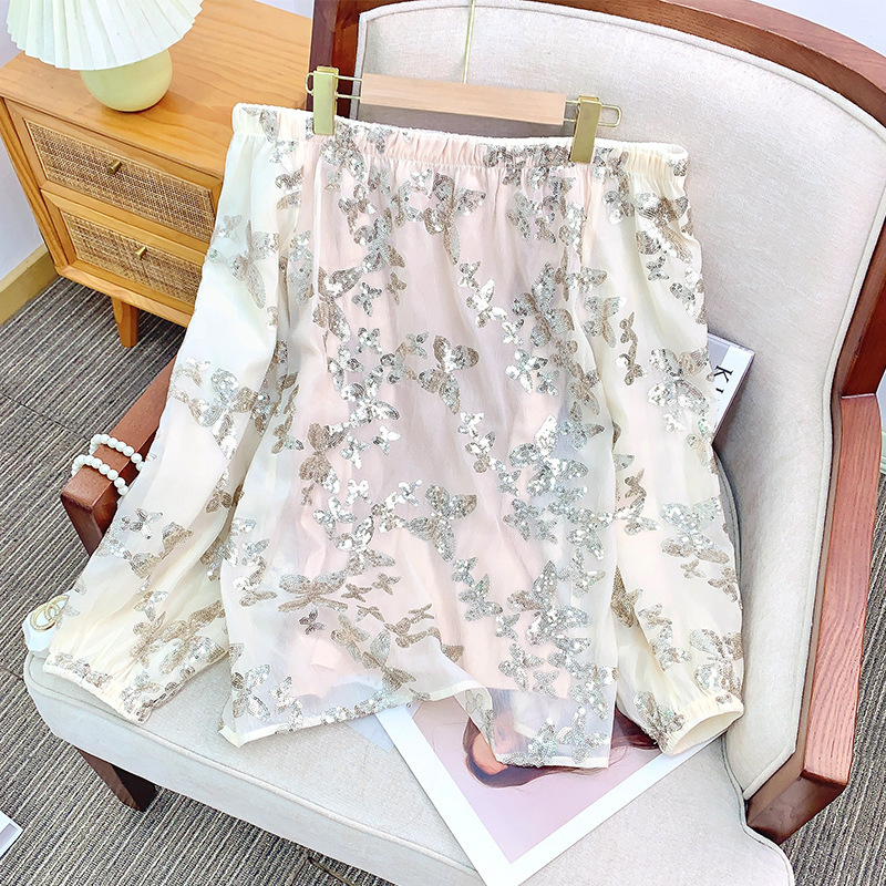 Đầm dài thêu sequin quyến rũ dáng trễ vai — Áo quây Chất lượng cao, Váy liền trễ vai, Váy liền kiểu cardigan