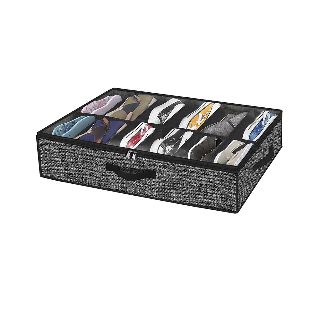 Cross-border Amazon New Bed Bottom Shoes Storage Box Transparent Packaging Storage Box Folding Non-woven Fabric Storage Shoe Box