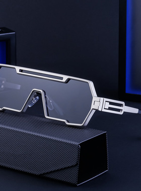 赛博未来机械人复古蒸汽朋克太阳镜潮一体不规则墨镜INS潮人