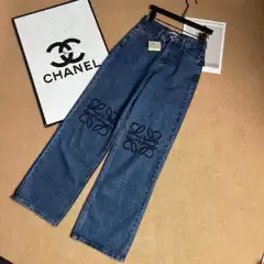 25 Early Autumn New LW Vintage Chic Embroidered Logo Straight High-Waist Wide-Leg Jeans