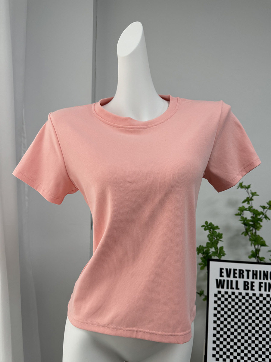 Womens Basic Solid Color T Shirt Slim Fit Short Sleeve Comfortable Fabric Casual Spring Summer Wear Wholesale