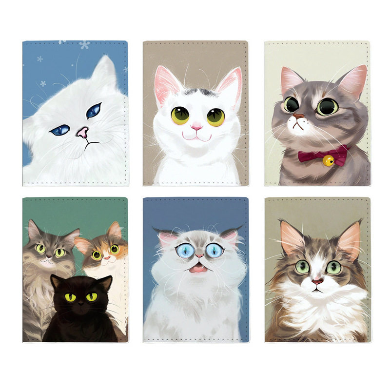 Spot PASSPORT cute cat многофункциональная сумка для паспорта с принтом владельца проездного паспорта, защитная крышка для документов оптом Изображение 1