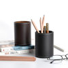 Business Leather Round Pen Holder Desktop Stationery Storage Box Storage Jar Cosmetic Brush Holder Creative Fashion Office Supplies