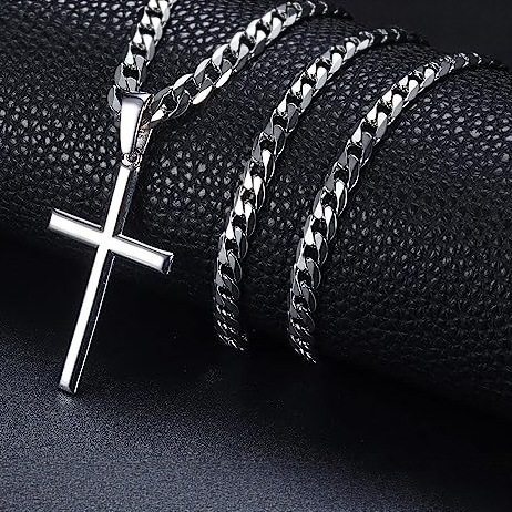 European and American Cross-Border Classic Retro Cross Necklace Cuban Chain Horsebit Chain Clavicle Chain Hip-Hop Trendy Couple Necklace
