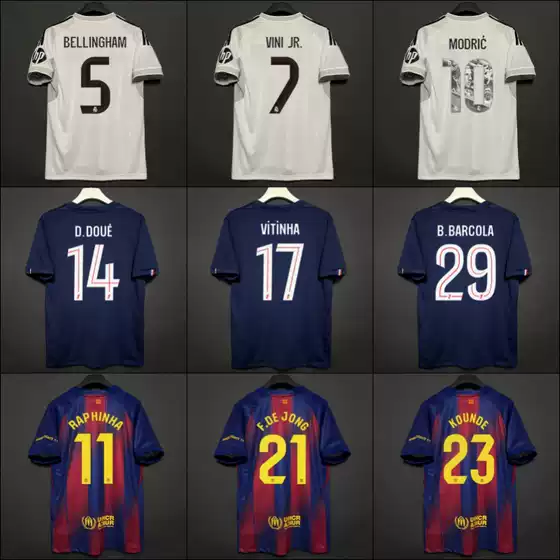 Wholesale 2526 Club Paris Dembele Pedri Real Madrid Star Number Collection Thai Version Popular Short-Sleeved Jersey