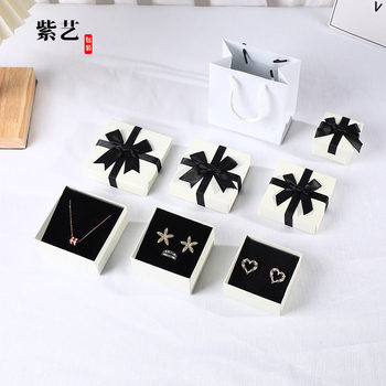 Jewelry box spot wholesale classic bow solid color jewelry box earrings necklace jewelry jewelry packaging box