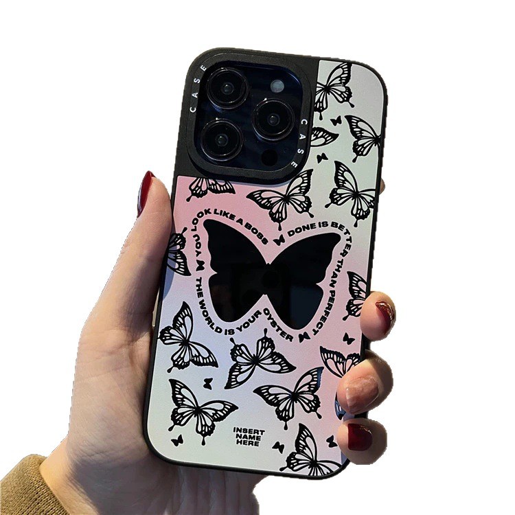 Case Mobile Phone Case Apple 16 Suitable for 13Promax Niche High-End 12 Protective Cover 14 Trendy Brand Butterfly 12