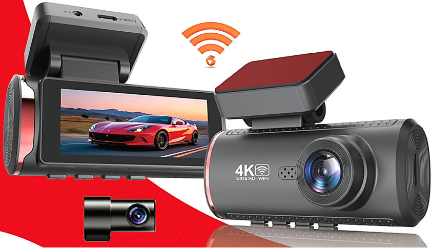 3.2-inch car-mounted 3-lens driving recorder HD night vision WiFi interconnection /GPS positioning parking monitoring
