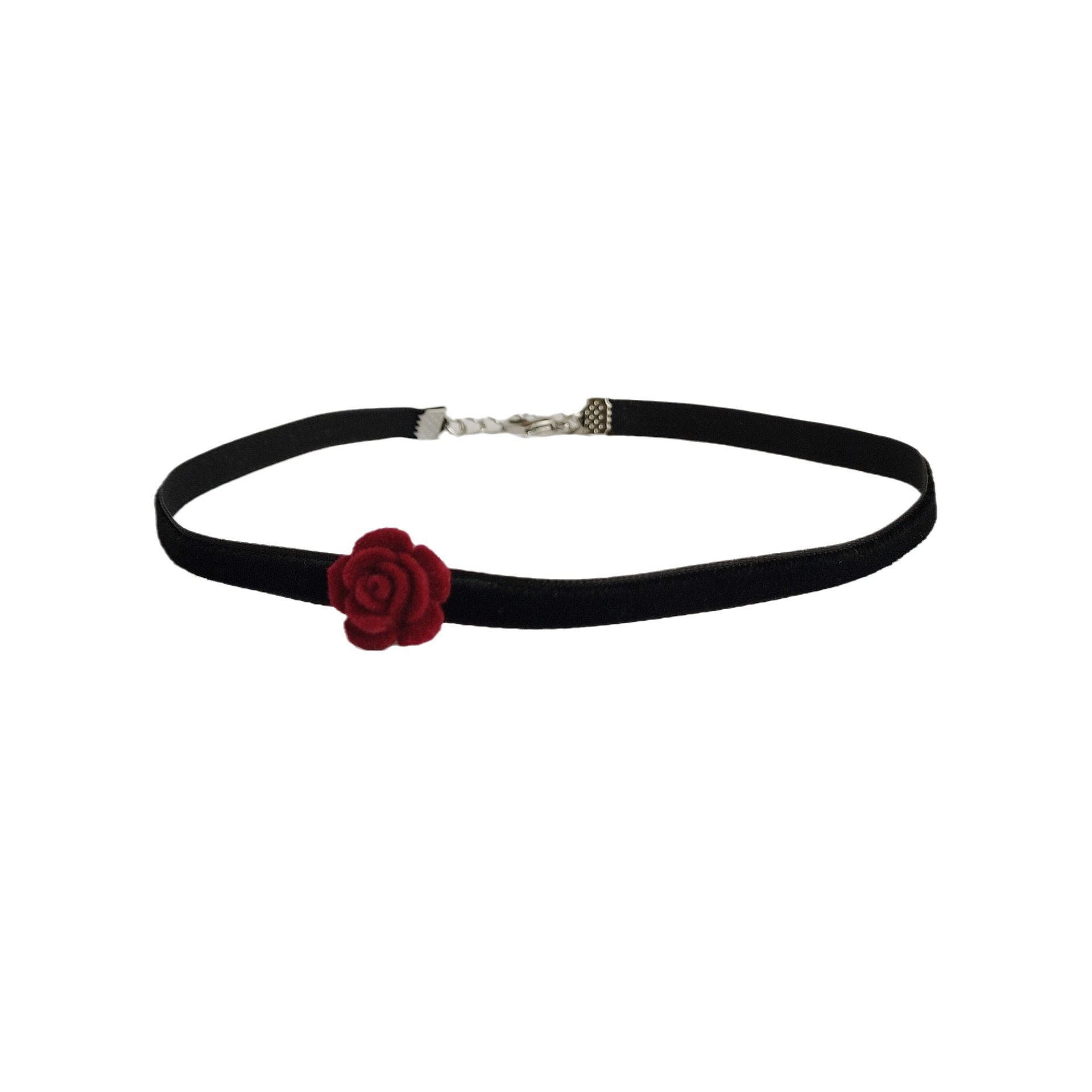 Wine Red Rose choker necklace ~ hot girl atmosphere collar female niche design velvet necklace 2023 New