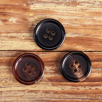 Classic thickened round edge black natural material horn button simple commuter versatile accessories suit jacket button