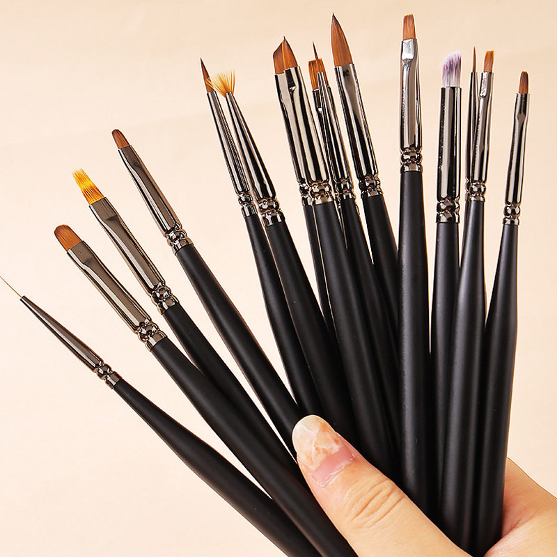 Japanese-Style Wooden Nail Art Pen Set Complete for Beginners, Painting Gel Pen, Line Drawing, Shading, Sweeping Brush, Crystal Brush