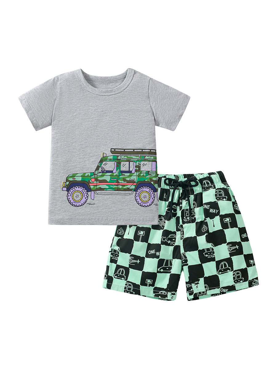 Boys' Set, Summer Cool Kids' Outfit, Shorts & Short-sleeve 2-piece Set