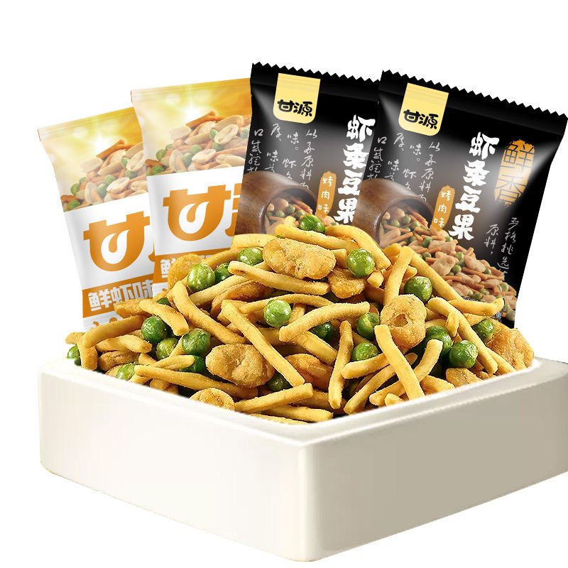 Ganyuan shrimp strips, beans, peas, bags, nuts, fried goods, casual snacks, wholesale, delivery, greedy snacks, green peas
