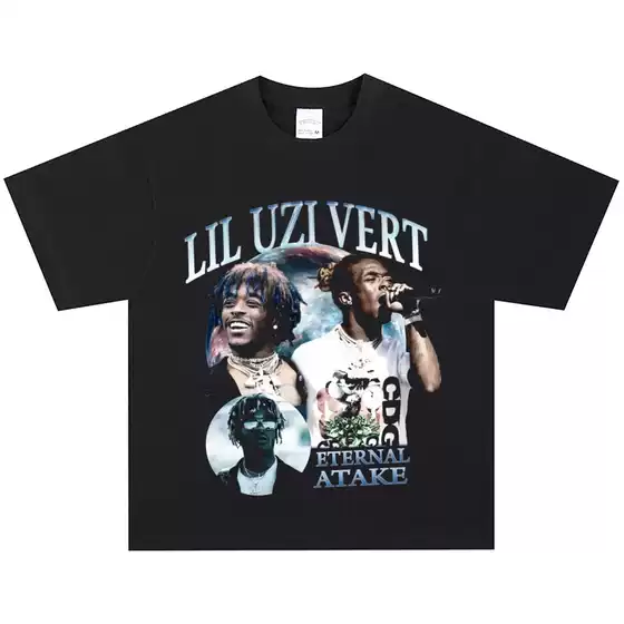 Lil Uzi Vert hip-hop rapper t-shirt, loose-fitting American retro short-sleeve, trendy street vintage long-sleeve