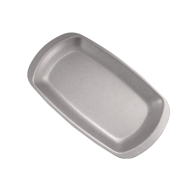 Retro Old Stainless Steel Rectangular Plate Flats Bottom Dish Snack Snack Plate Shallow Plate Commercial Barbecue Tray