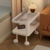Cute Cream Style Rectangular Bedside Table with Lamp for Home Bedroom Bedside Cabinet Storage Shelf Small Coffee Table Simple