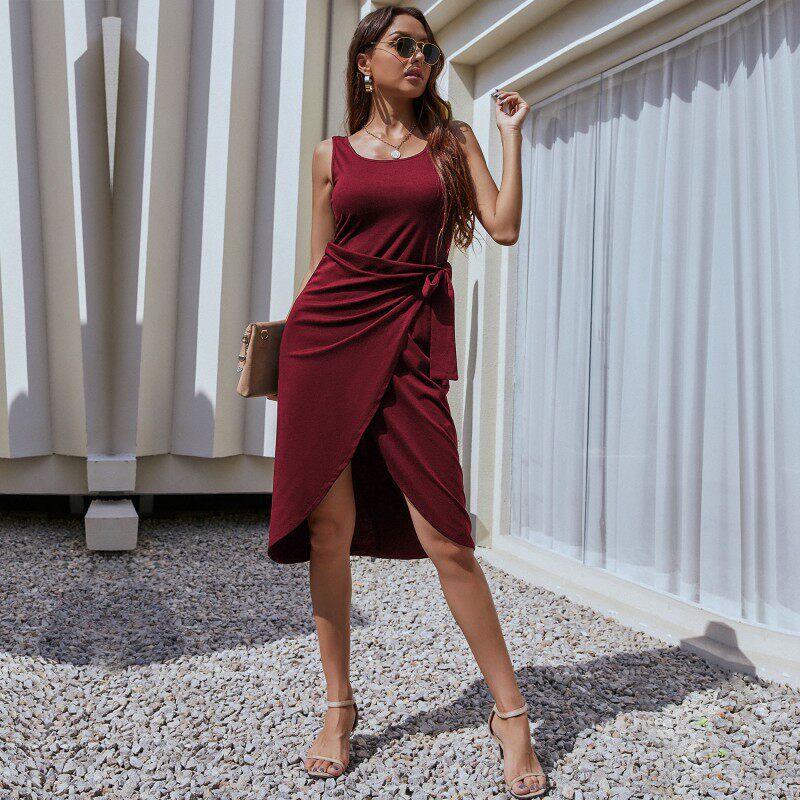 Summer Womens Black Dress Sleeveless Irregular Hem Sexy Design Perfect for Parties and Events Wholesale Available