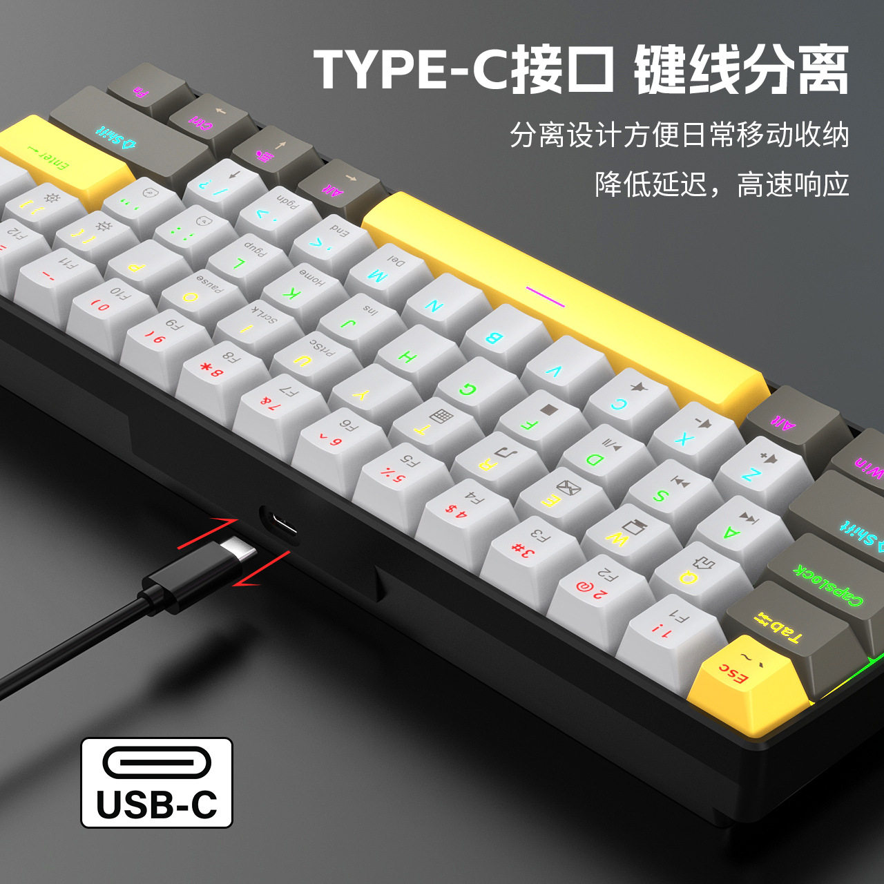 Cross-Border In-Stock K33 Gaming Wired Mechanical Keyboard, Plug-In 61-Key Illuminated Blue Switch Mechanical Keyboard, Computer Accessories