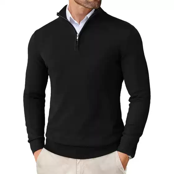 Men's Quarter-Zip Stand Collar Sweatshirt Casual Long Sleeve Men's Winter Autumn Warm Top