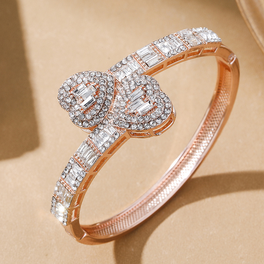 跨境嘻哈满钻爱心手环手镯Hiphop欧美时尚个性手饰 工厂直销批发