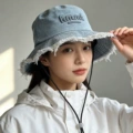 Frayed Bucket Hat - Light Blue