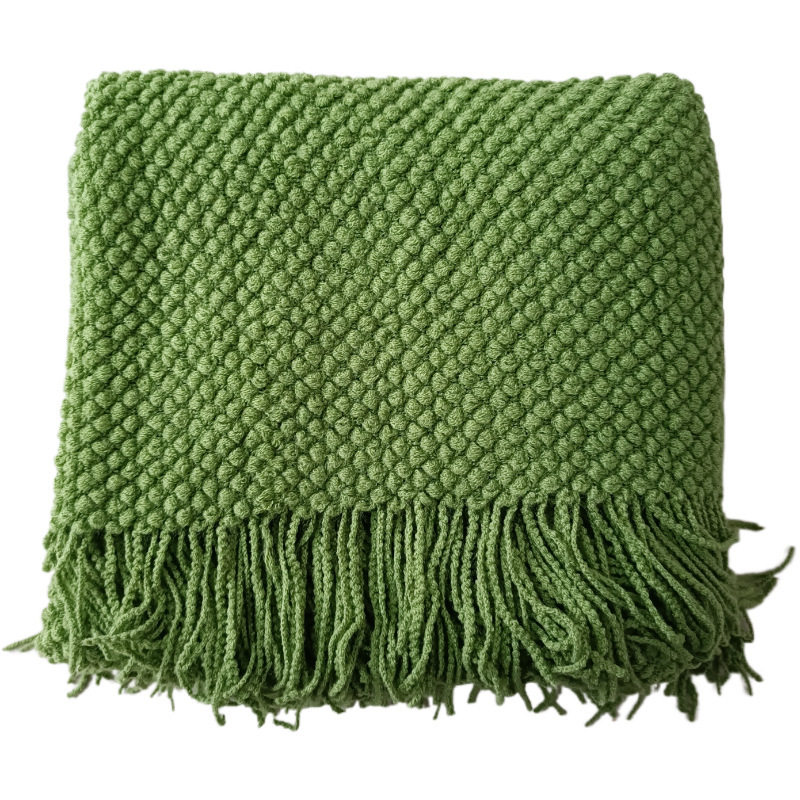 Solid Color Scandinavian Style Retro Bedroom Sofa Knitted Blanket Office Nap Blanket Aviation Blanket Cover Blanket Air Conditioning Blanket