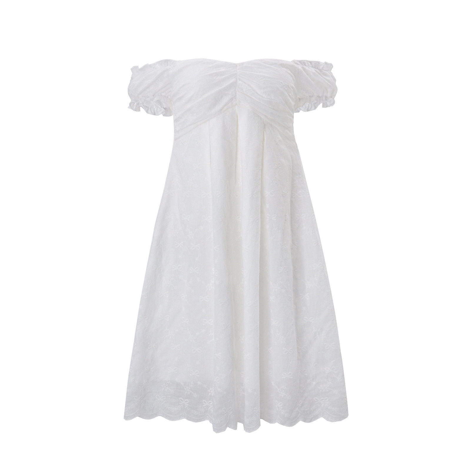 Summer Womens Dress Fashionable Sweetheart Neckline Puff Sleeve Loose Fit Solid Color Wholesale Available